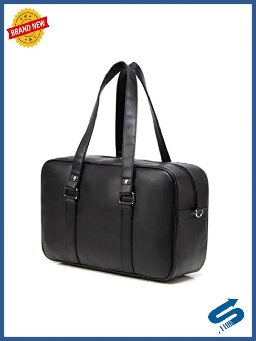 Faux Leather Tote Messenger Crossbody Bag with Adjustable Strap
